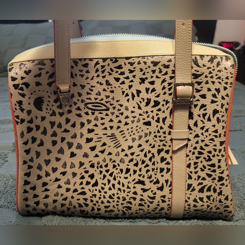 MIN & MON - Esther Tuffet Brown Satchel Bag - Retro Tiger - Picture 2 of 8